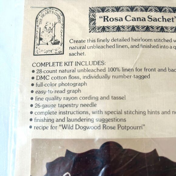Rosa Cana Dogwood Rose Tassel Sachet Counted Cross Stitch Kit - Heart's Content - Picture 3 of 4